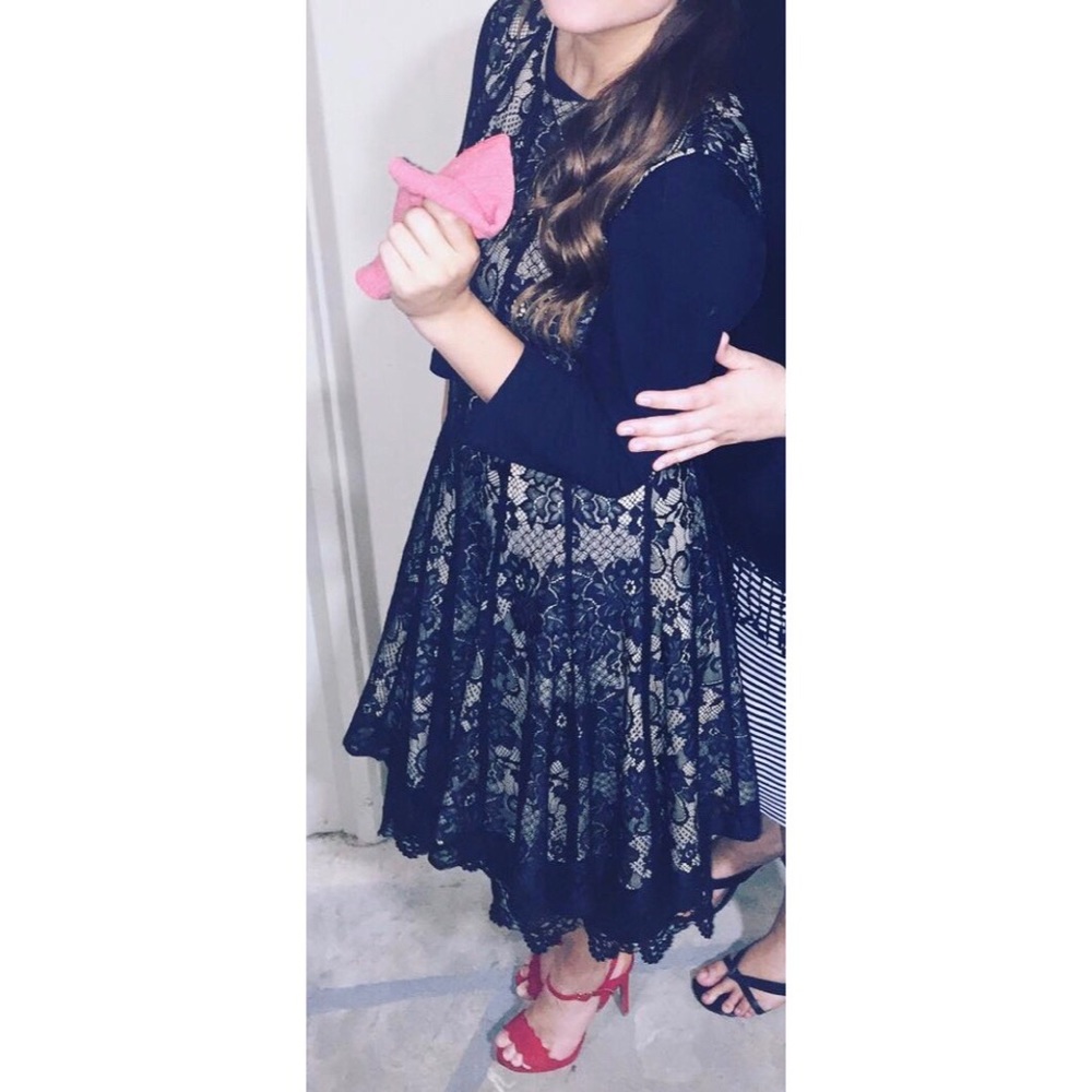 Black and Nude Lace Dress :)